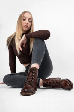 BERKELEY Dark-hazel Lace Up Boots. -Untamedstreet Shop 10205