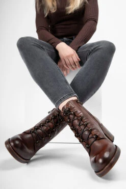 BERKELEY Dark-hazel Lace Up Boots. -Untamedstreet Shop 10210