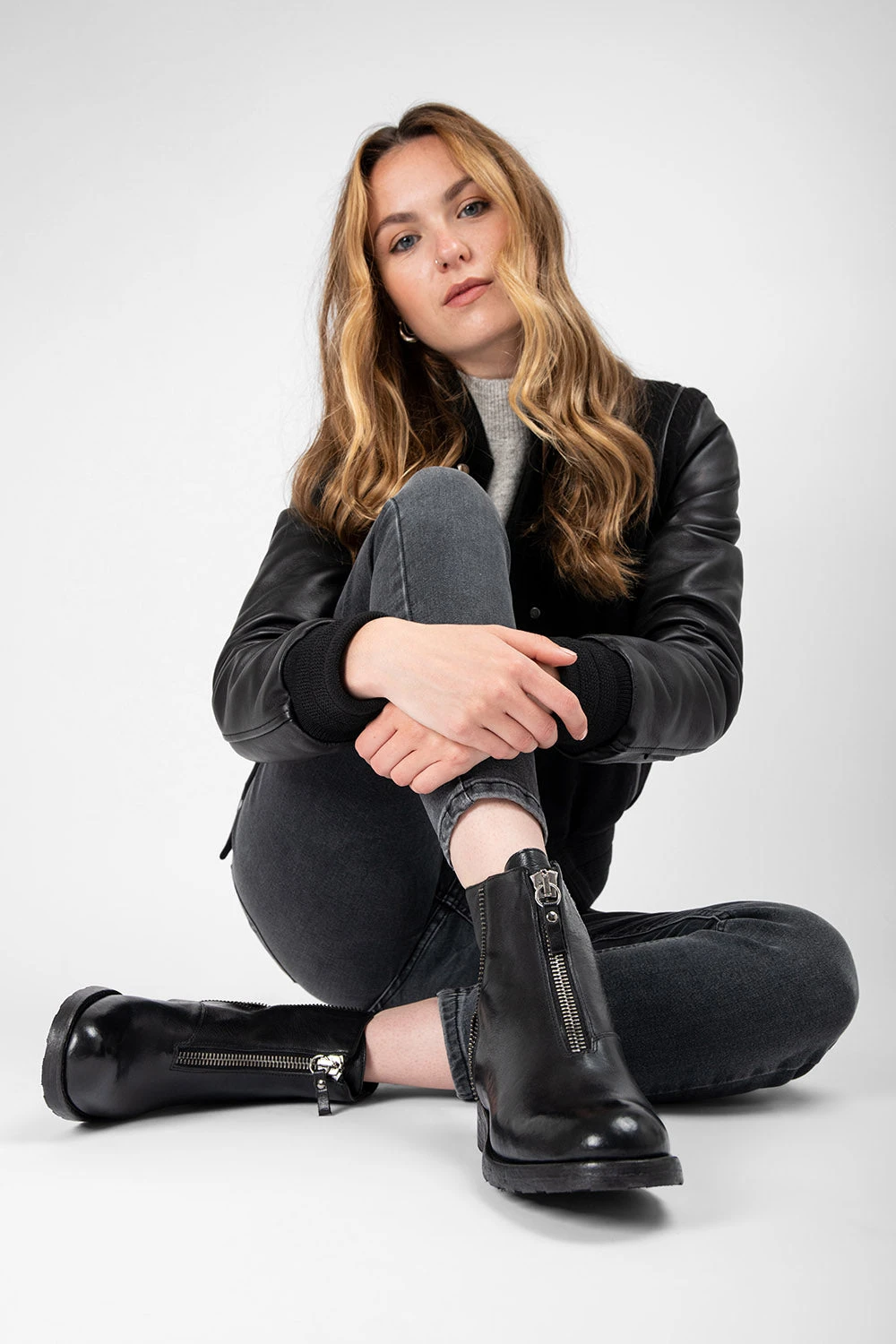 ASTON Urban-black Front-zip Ankle Boots. 8 ASTON Urban-black Front-zip Ankle Boots. - Image 8