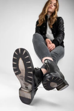 ASTON Urban-black Front-zip Ankle Boots. 16 ASTON Urban-black Front-zip Ankle Boots. -Untamedstreet Shop 10606