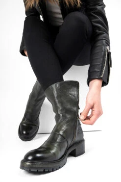 RADNOR Dark-green Buckle Bikers. -Untamedstreet Shop 10859