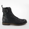 SLOANE Matte-black Lace Up Buckle Boots.