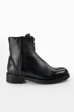 ASTON Urban-black Front-zip Ankle Boots.