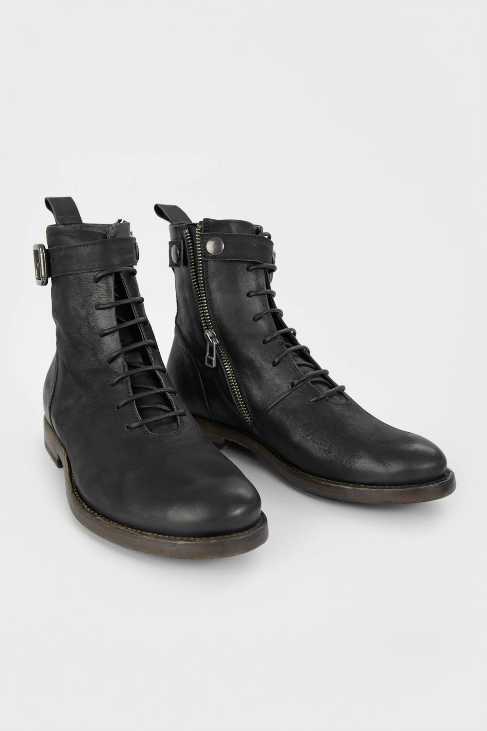 SLOANE Matte-black Lace Up Buckle Boots. 3 SLOANE Matte-black Lace Up Buckle Boots. - Image 3