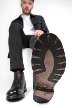 ASTON Cigar-brown Chukka Boots. -Untamedstreet Shop ASTON men boots chukka lace up cigar brown luxury buffalo leather distressed made in italy11034