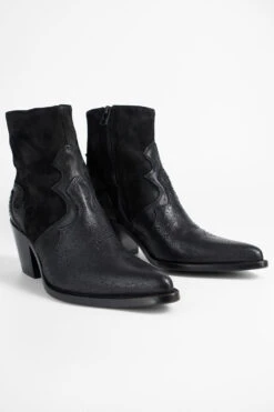 AUSTIN Black Textured Texan Boots. 19 AUSTIN Black Textured Texan Boots. -Untamedstreet Shop AUSTIN black textured texan leather ankle boots W2405359