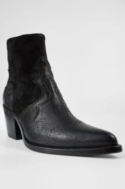 AUSTIN Black Textured Texan Boots. 22 AUSTIN Black Textured Texan Boots. -Untamedstreet Shop AUSTIN black textured texan leather ankle boots W2406359