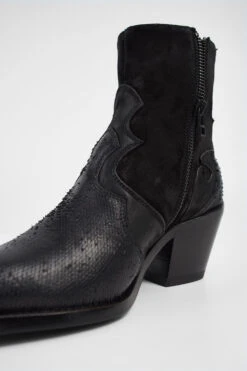 AUSTIN Black Textured Texan Boots. 27 AUSTIN Black Textured Texan Boots. -Untamedstreet Shop AUSTIN black textured texan leather ankle boots W2406365