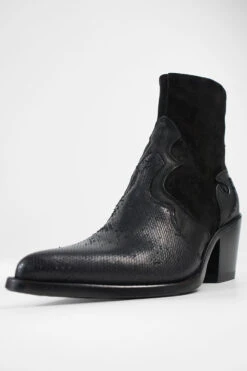 AUSTIN Black Textured Texan Boots. 29 AUSTIN Black Textured Texan Boots. -Untamedstreet Shop AUSTIN black textured texan leather ankle boots W2406372