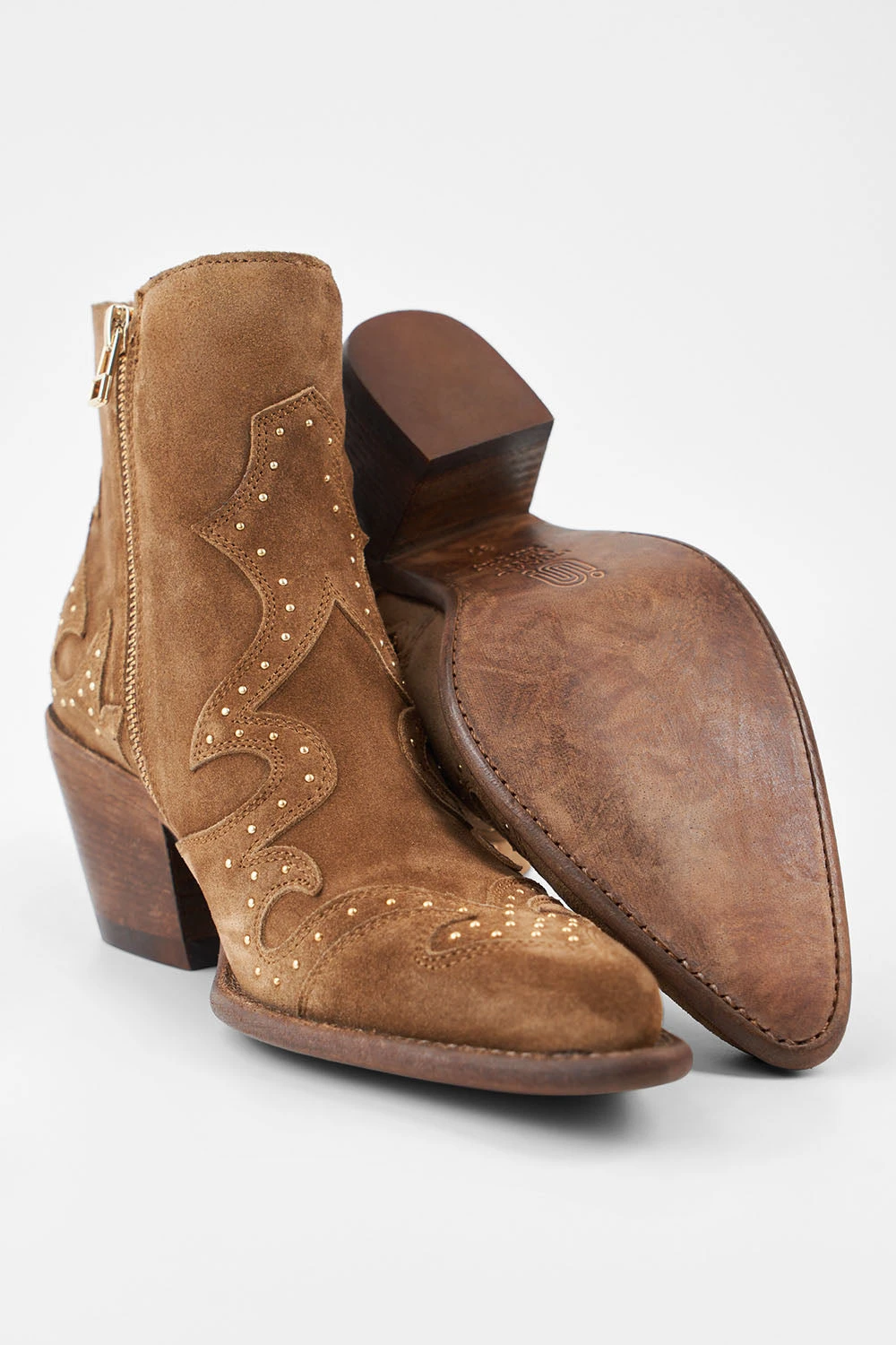AUSTIN Sunset-tan Suede Embellished Texan Boots. 4 AUSTIN Sunset-tan Suede Embellished Texan Boots. - Image 4