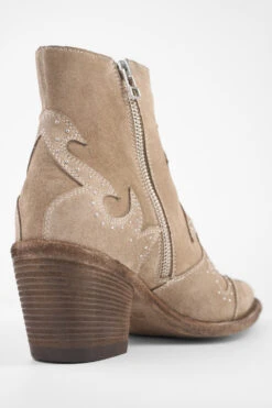 AUSTIN Almond-beige Suede Embellished Texan Boots. -Untamedstreet Shop AUSTINwarm beigesuedeembellishedtexanbootsMACRO W 09906