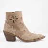 AUSTIN Almond-beige Suede Embellished Texan Boots.