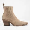 AUSTIN Almond-beige Suede Hidden Chelsea Texan Boots.