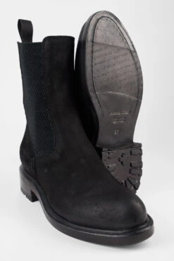 AVERY Charcoal-black Suede Chelsea Boots. -Untamedstreet Shop AVERY women chelsea boots elastic luxury buffalo leather distressed made in italySIDE00648 1