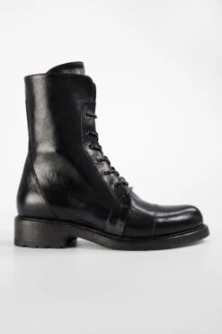 AVERY Jet-black Lace Up Boots.