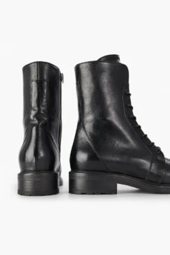 AVERY Jet-black Lace Up Boots. -Untamedstreet Shop AVERY women boots military black luxury buffalo leather distressed made in italy7246