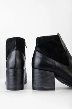 BERKELEY Charcoal-black Mid Heel Low Boots. 29 BERKELEY Charcoal-black Mid Heel Low Boots. -Untamedstreet Shop BERKELEY women lowboots black luxury calf leather distressed made in italyBACK 0205
