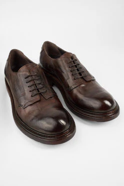 BOLTON Dark-brown Layered Derby Shoes. -Untamedstreet Shop BOLTON dark brown layered leather derby shoes FRONT 07243 Copy