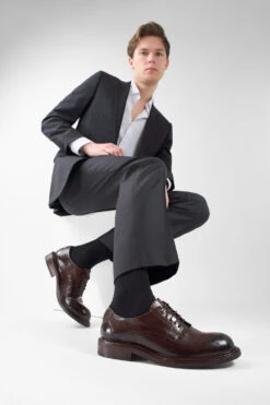 BOLTON Dark-brown Layered Derby Shoes. -Untamedstreet Shop BOLTON dark brown layered leather derby shoes LF SS25 04705