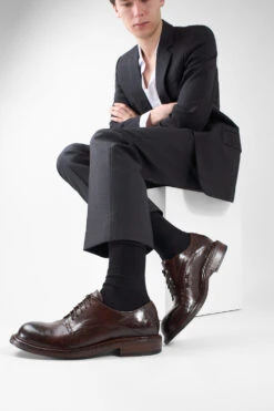 BOLTON Dark-brown Layered Derby Shoes. -Untamedstreet Shop BOLTON dark brown layered leather derby shoes LF SS25 04723