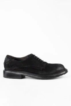 BOLTON Ink-black Suede Layered Derby Shoes.