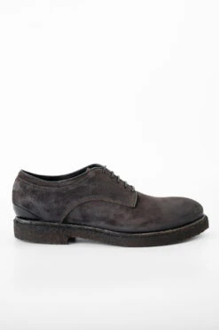 BROMPTON Lava-grey Suede Derby Shoes.