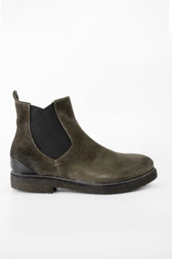 BROMPTON Dark-moss Suede Chelsea Boots.