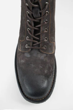 BURTON Lava-grey Suede Ankle Boots. -Untamedstreet Shop BURTON men lace up boots grey luxury waxed suede distressed made in italyMACROS01805