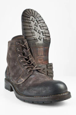 BURTON Lava-grey Suede Ankle Boots. -Untamedstreet Shop BURTON men lace up boots grey luxury waxed suede distressed made in italySIDE00888 1