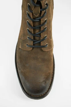 BURTON Tundra-brown Suede Ankle Boots. -Untamedstreet Shop BURTON men lace up boots tan brown luxury waxed suede distressed made in italyMACROS01806