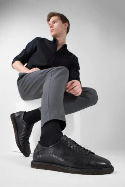 BYRON Rugged-black Lightweight Derby Shoes. -Untamedstreet Shop BYRON rugged black lightweight derby shoes LF SS25 03967