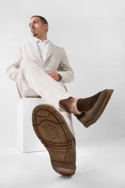 BYRON Rye-brown Suede & Canvas Lightweight Loafers. -Untamedstreet Shop BYRON rye brown suede canvas lightweight loafers LF SS25 02240