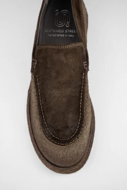 BYRON Rye-brown Suede & Canvas Lightweight Loafers. -Untamedstreet Shop BYRON rye brown suede canvas lightweight loafers MACRO 09772