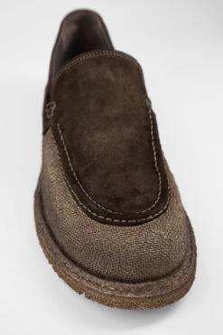 BYRON Rye-brown Suede & Canvas Lightweight Loafers. -Untamedstreet Shop BYRON rye brown suede canvas lightweight loafers MACRO 09775