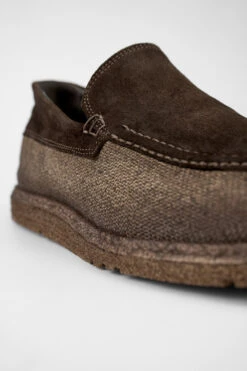 BYRON Rye-brown Suede & Canvas Lightweight Loafers. -Untamedstreet Shop BYRON rye brown suede canvas lightweight loafers MACRO 09778