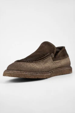 BYRON Rye-brown Suede & Canvas Lightweight Loafers. -Untamedstreet Shop BYRON rye brown suede canvas lightweight loafers MACRO 09784