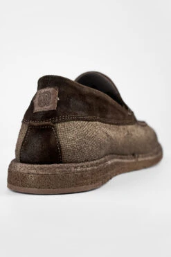 BYRON Rye-brown Suede & Canvas Lightweight Loafers. -Untamedstreet Shop BYRON rye brown suede canvas lightweight loafers MACRO 09788
