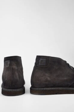 BYRON Shadow-grey Suede & Canvas Lightweight Chukka Boots. -Untamedstreet Shop BYRON shadow grey suede canvas chukka boots BACK 08555