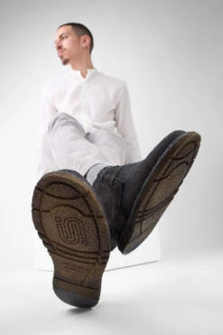 BYRON Shadow-grey Suede & Canvas Lightweight Chukka Boots. -Untamedstreet Shop BYRON shadow grey suede canvas chukka boots LF SS25 01233