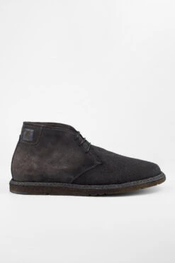 BYRON Shadow-grey Suede & Canvas Lightweight Chukka Boots.