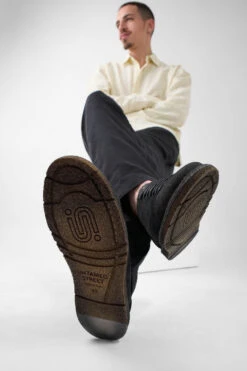 BYRON Rugged-black Lightweight Derby Shoes. -Untamedstreet Shop BYRON smoke black suede canvas derby shoe LF SS25 02444