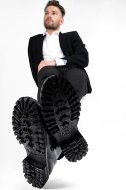 CAMDEN Tar-black Combat Boots. -Untamedstreet Shop CAMDEN men combat boots black luxury calf leather stonewashed made in italy10692