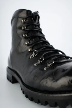 CAMDEN Tar-black Combat Boots. -Untamedstreet Shop CAMDEN men combat boots black luxury calf leather stonewashed made in italyIMG 03187 1