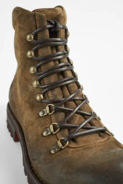 CAMDEN Tundra-brown Suede Combat Boots. -Untamedstreet Shop CAMDEN men lace up boots tan brown luxury waxed suede distressed made in italyMACROS01871
