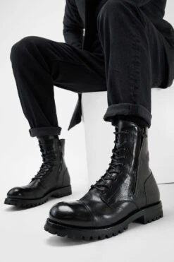 CAMDEN Tar-black Double-zip Military Boots. -Untamedstreet Shop CAMDEN tar black double zip military boot 244362