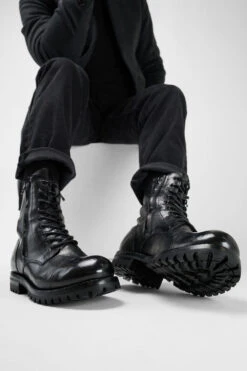 CAMDEN Tar-black Double-zip Military Boots. -Untamedstreet Shop CAMDEN tar black double zip military boot 244374
