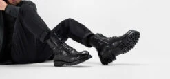 CAMDEN Tar-black Double-zip Military Boots. -Untamedstreet Shop CAMDEN tar black double zip military boot 244392