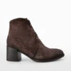 CAROE Coffee-brown Carved Leather Lace Up Boots.