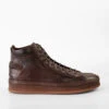 COLE Cognac Welted Distressed High Sneakers.