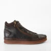 COLE Dark-cocoa Welted Double-zip High Sneakers.